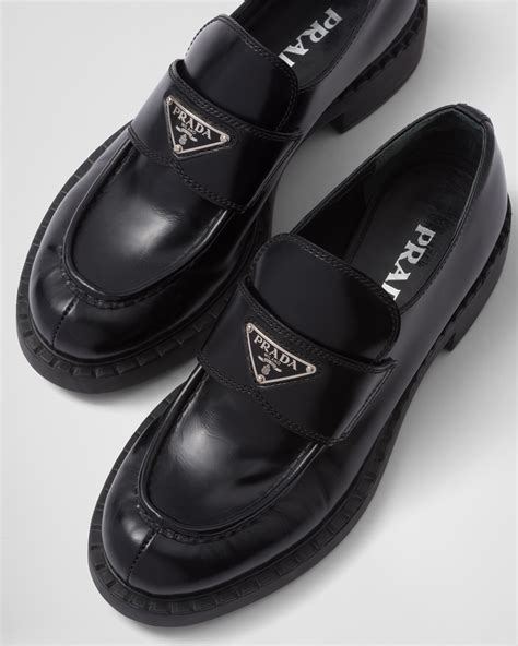 prada men's leather loafers|prada brushed leather loafers women's.